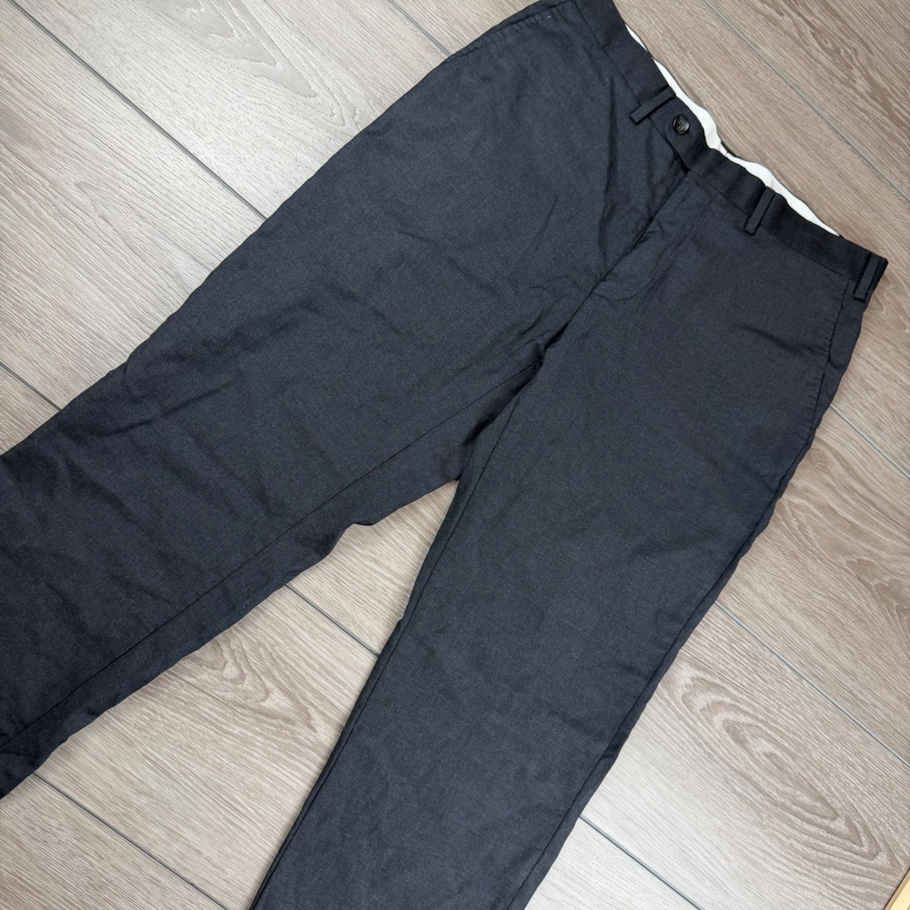 Suitsupply Mens Brescia Trousers 100% Wool Flat Front Charcoal Grey Size 25/40